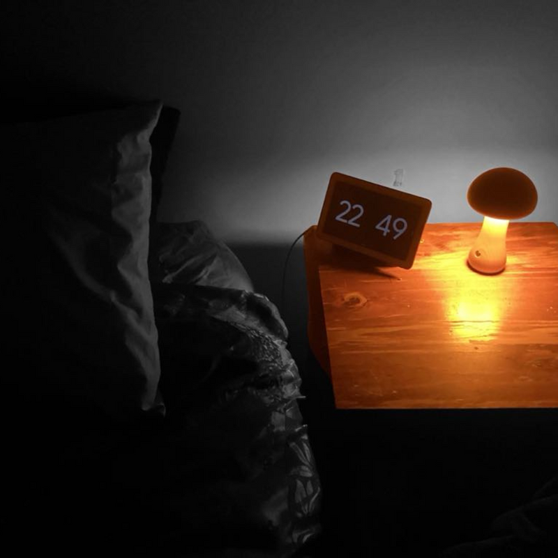 Cordless Wooden Mushroom Table Lamp